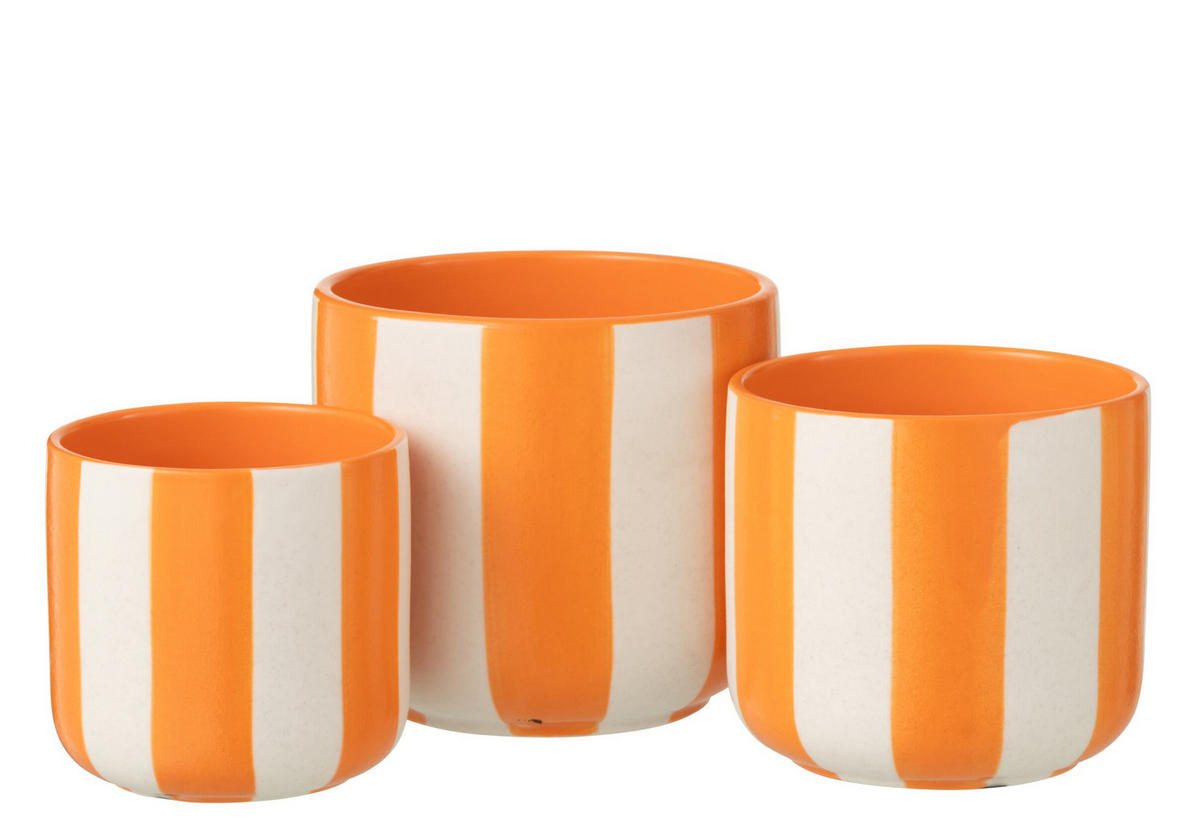 BLUMENTOPF GESTREIFT Orange - Orange, Keramik (15/14cm) - J-Line