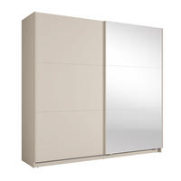 SCHWEBETÜRENSCHRANK Lunoria 221 cm Beige mit Spiegel - 221/207/60 cm - Beige, Holz/Holzwerkstoff (221/207/60cm)