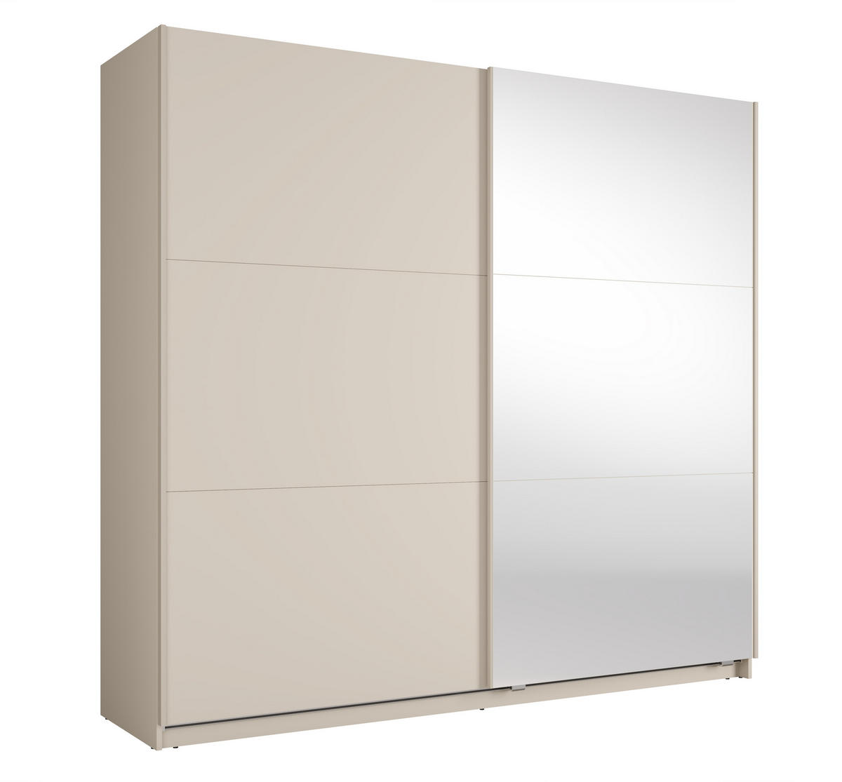 SCHWEBETÜRENSCHRANK Lunoria 221 cm Beige mit Spiegel - 221/207/60 cm - Beige, Holz/Holzwerkstoff (221/207/60cm)