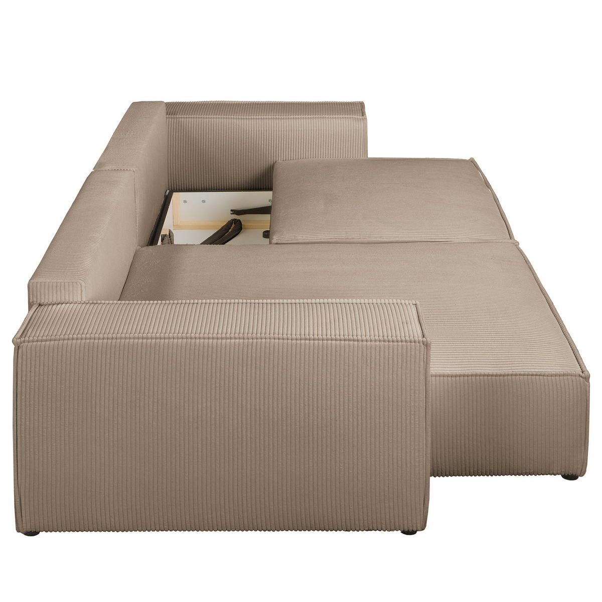 ECKSOFA mit Schlaffunktion - 255 cm - Schwarz/Cappuccino, Kunststoff/Textil (255/148cm) - home24