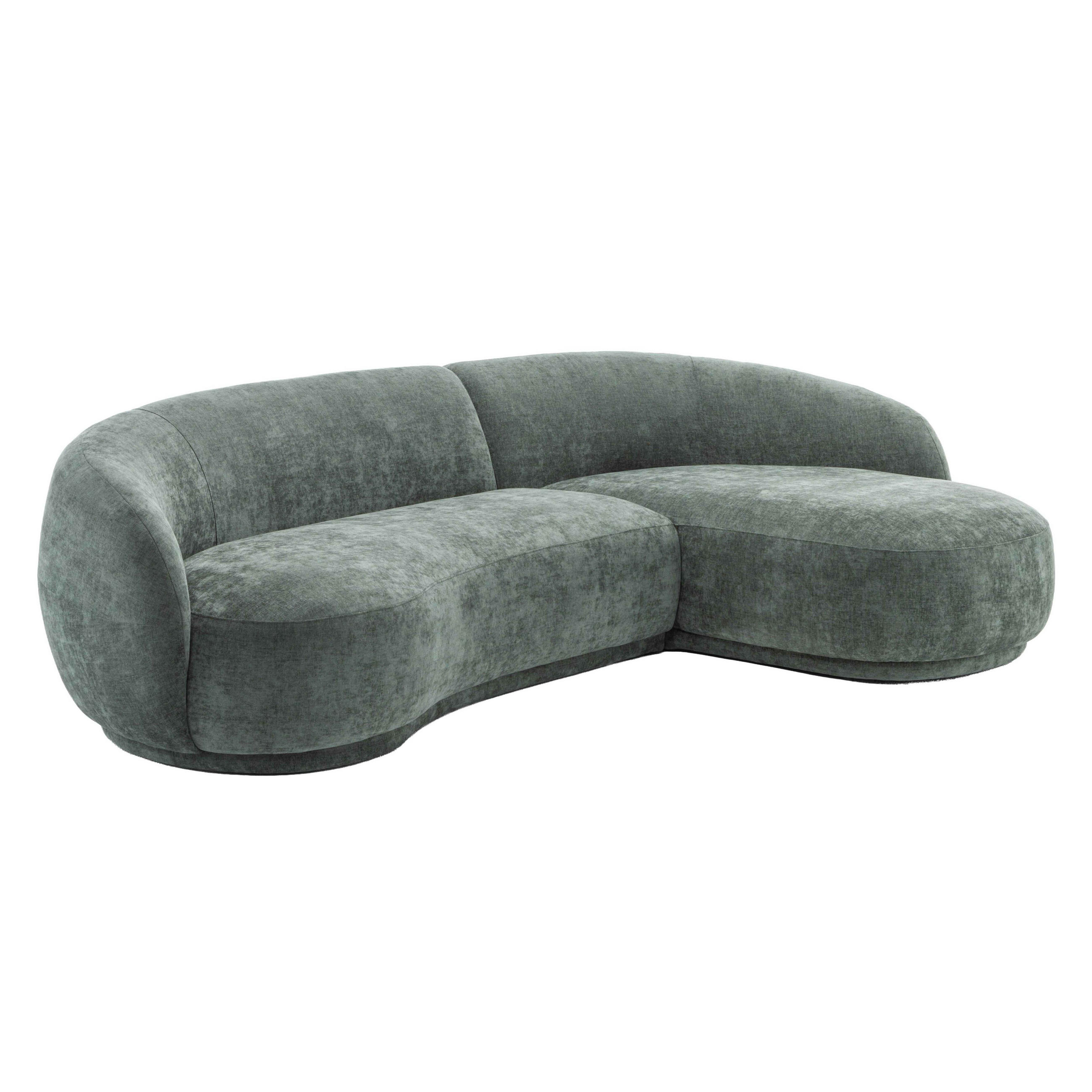 RECHTECKSOFA RECHTS Harper 3er-Set, Grün - Grün, Holz/Textil (277/175cm) - Oviala