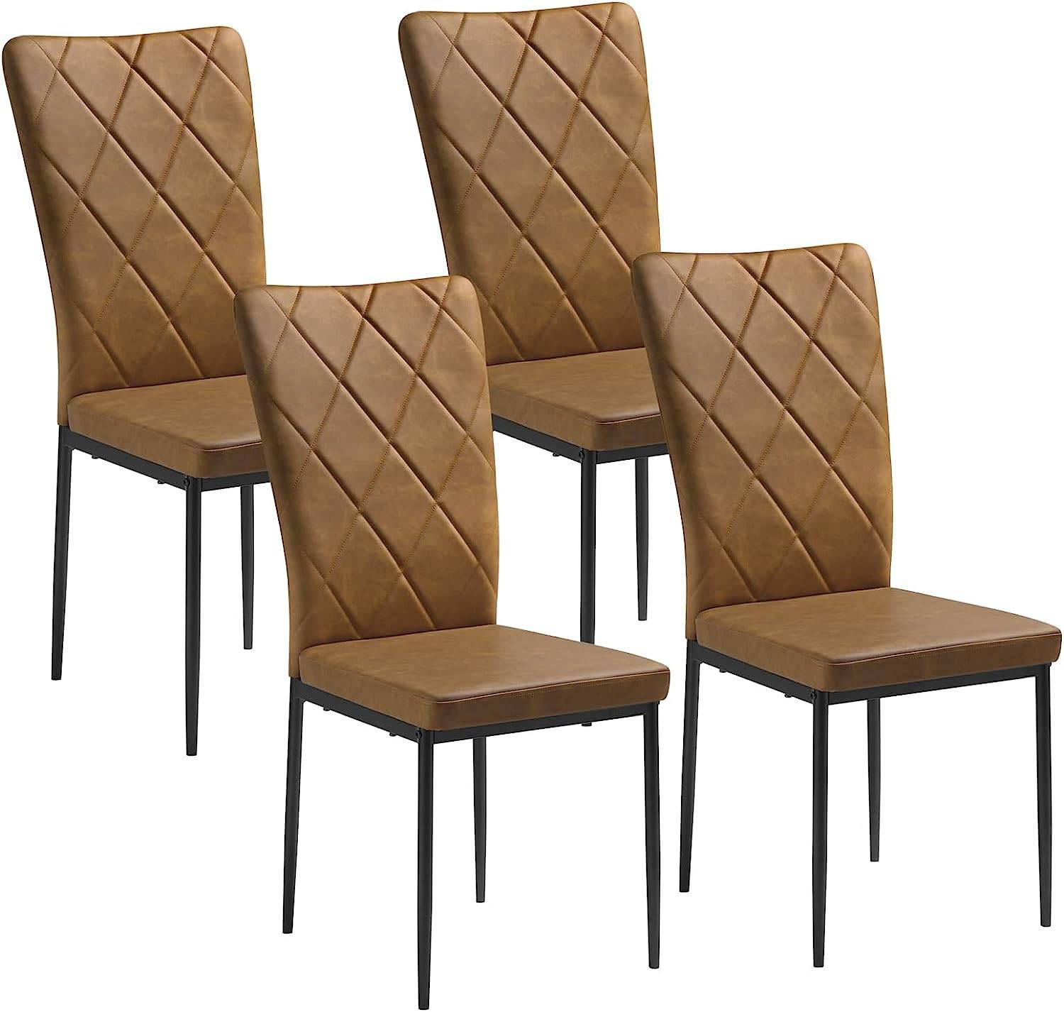 ESSZIMMERSTUHL 4er Set, Kunstleder, Braun - Schwarz/Braun, Kunststoff/Metall (42.5/94.5/59cm) - Woltu