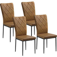 ESSZIMMERSTUHL 4er Set, Kunstleder, Braun - Schwarz/Braun, Kunststoff/Metall (42.5/94.5/59cm) - Woltu