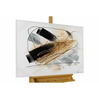 ACRYLBILD HANDGEMALT 100/75 cm - Goldfarben/Schwarz, Holz/Textil (100/75cm) - KUNSTLOFT