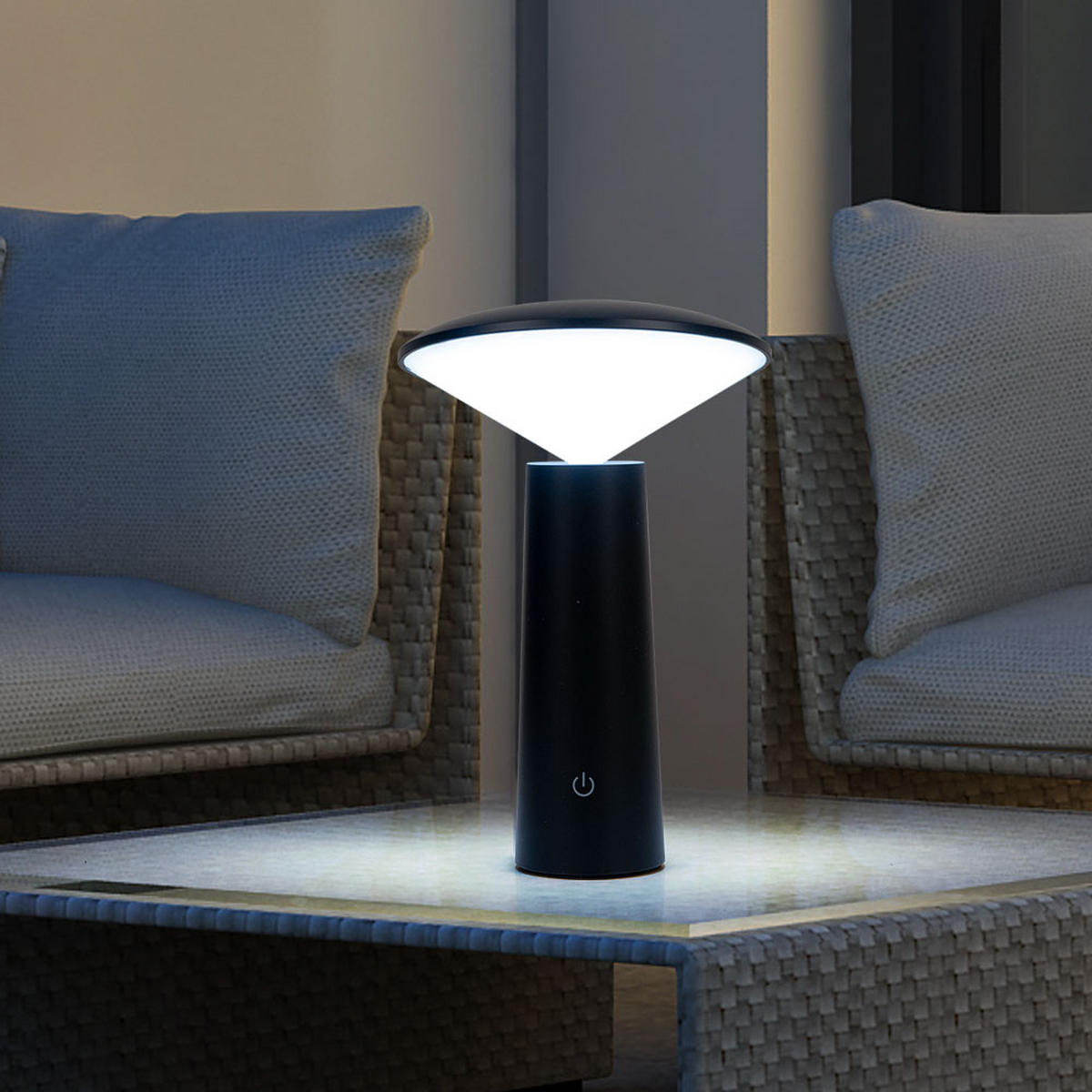 LED AUSSENLEUCHTE Tischleuchte Schwarz - Schwarz, Kunststoff (14/14/21cm)