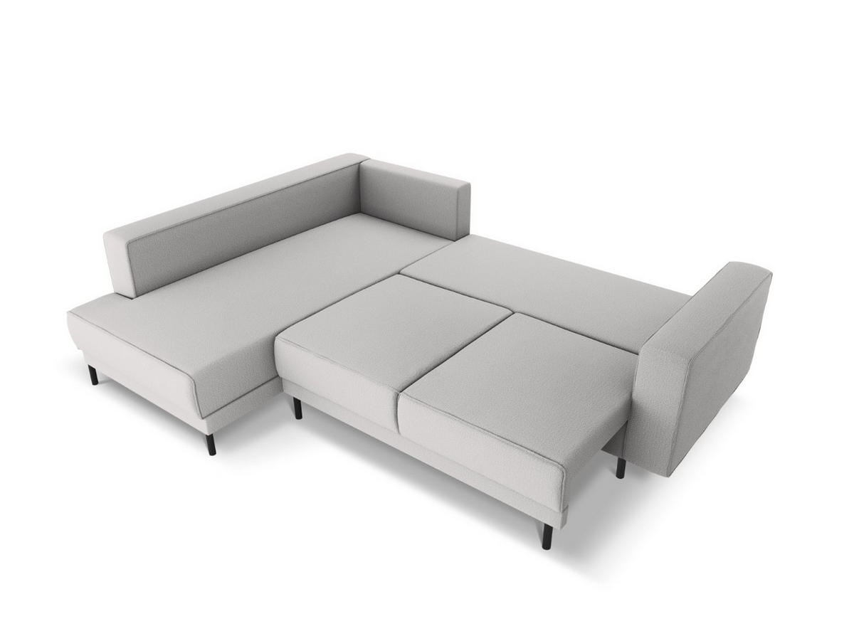 AUSKLAPPBARES-ECKSOFA links Caro aus strukturiertem Stoff hellgrau 5 Sitzplätze - Hellgrau, Textil (187/247cm) - Micadoni