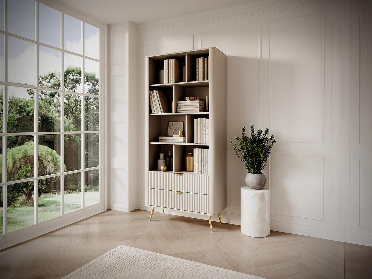 BÜCHERREGAL - 88.2 cm x 38 cm - holz - beige Elonaria - Beige, Holz (88.2/193.85/38cm) - Vente-Unique