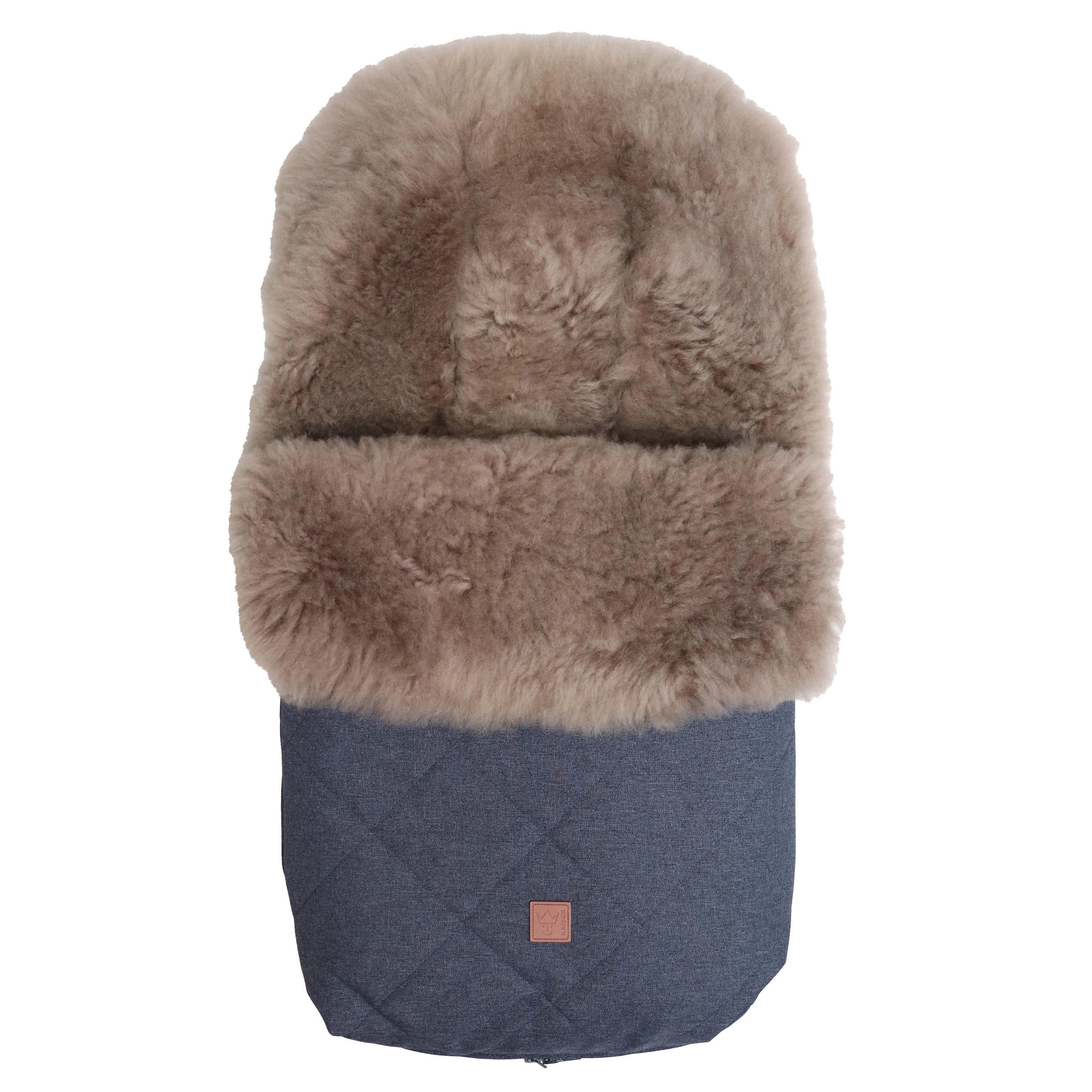 LAMMFELL-FUSSSACK Nelly, cappuccino, navy melange - Blau, Fell (46/8/88cm) - Kaiserbaby