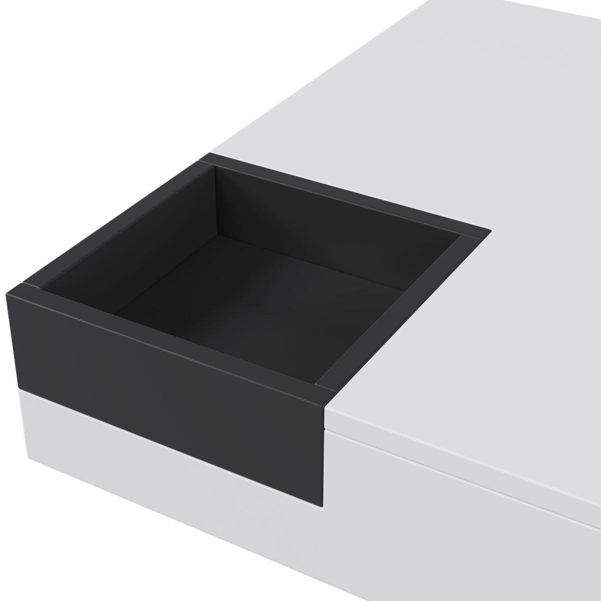 COUCHTISCH 72/72/30 cm in Weiß/Schwarz mit LED-Beleuchtung und Aufbewahrungsbox - Weiß, Holzwerkstoff (72/72/30cm) - Flora Grace