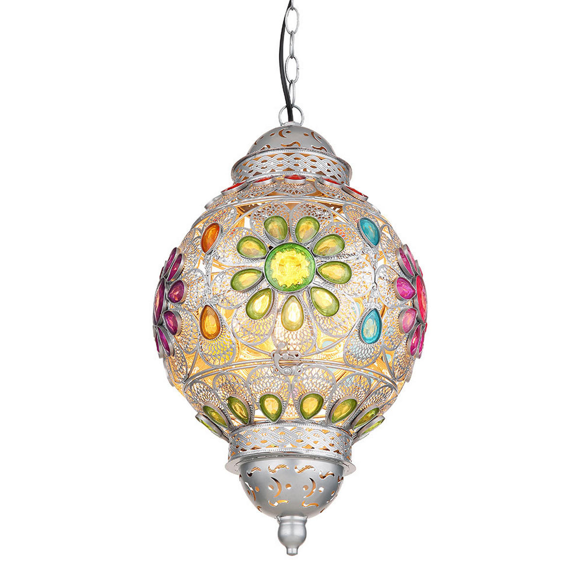 LED HÄNGELEUCHTE GELASIUS Silber Bunt - Multicolor, Metall (27/27/120cm) - Globo Lighting