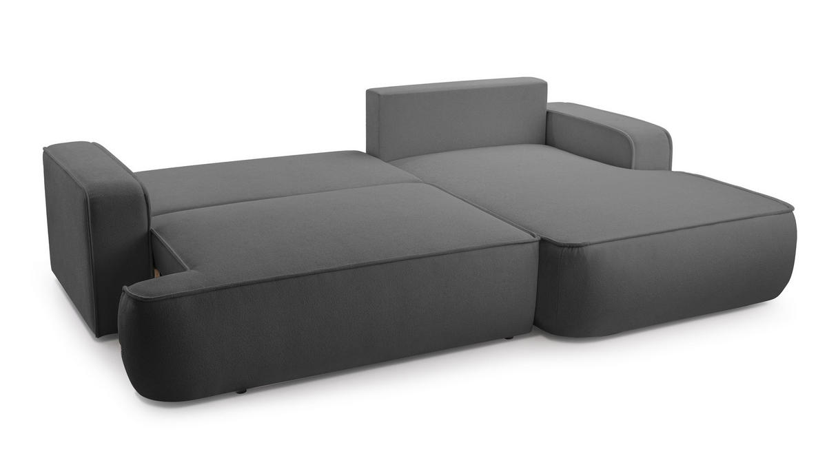 ECKSOFA L Form Ablia Dunkelgrau 267/168/87 cm mit Schlaffunktion R - Dunkelgrau/Schwarz, Kunststoff/Textil (267/168cm) - AX Living