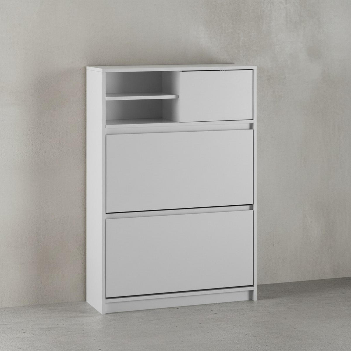 SCHUHSCHRANK – Weiß, 71x110x24 cm, Schuhkipper geschlossen, mit Ablage - Weiß, Metall (71/110/24cm) - KADIMA DESIGN