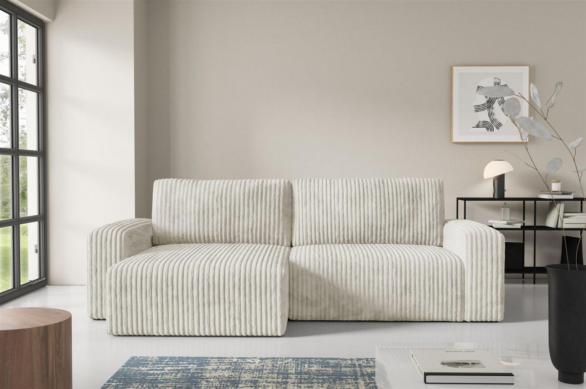 ECKSOFA Natalia - Creme, Holzwerkstoff/Textil (149/244cm) - Fun Möbel