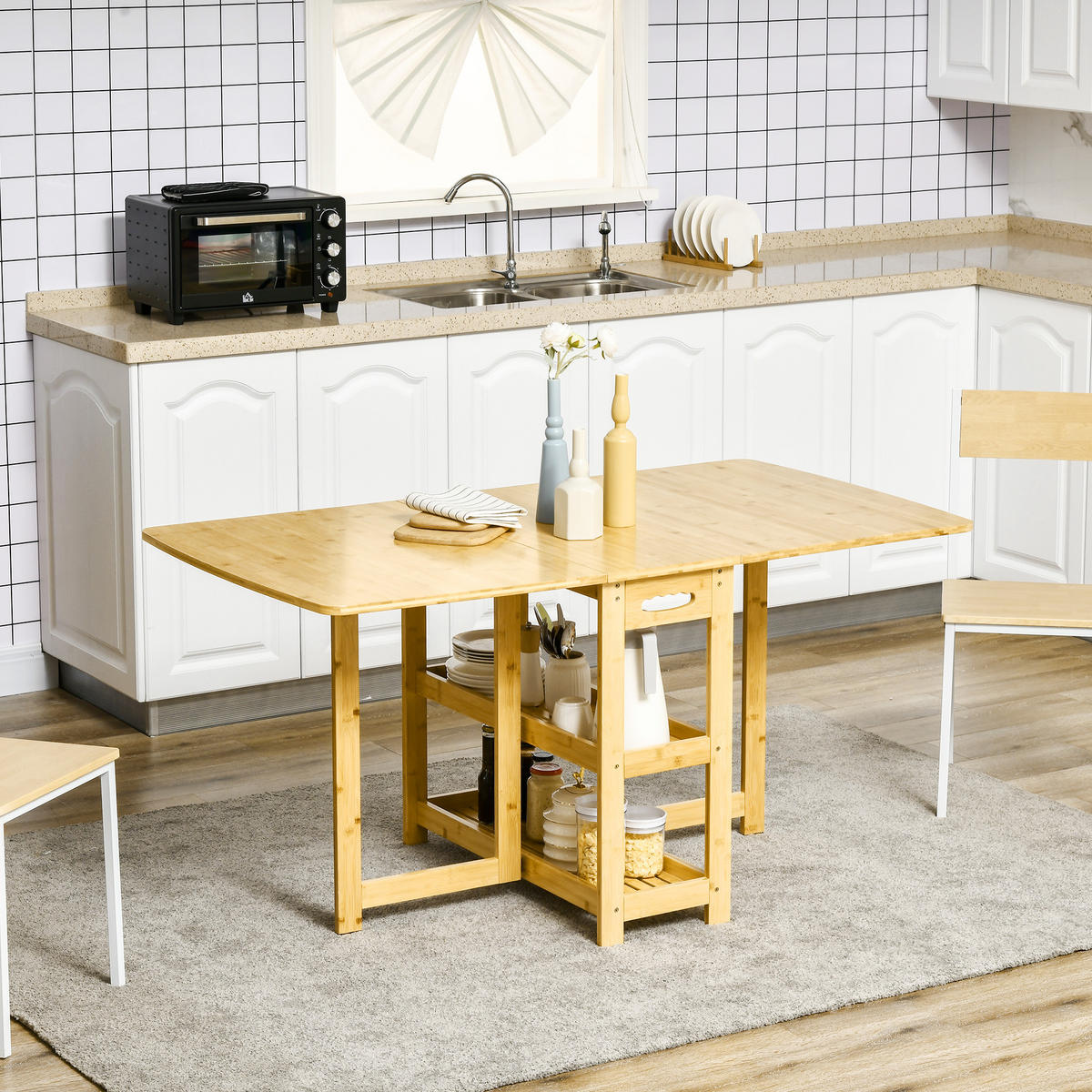 ESSTISCH klappbar, Bambus, Naturholz - Naturfarben, Naturmaterialien (149.5/80/73.5cm) - HOMCOM