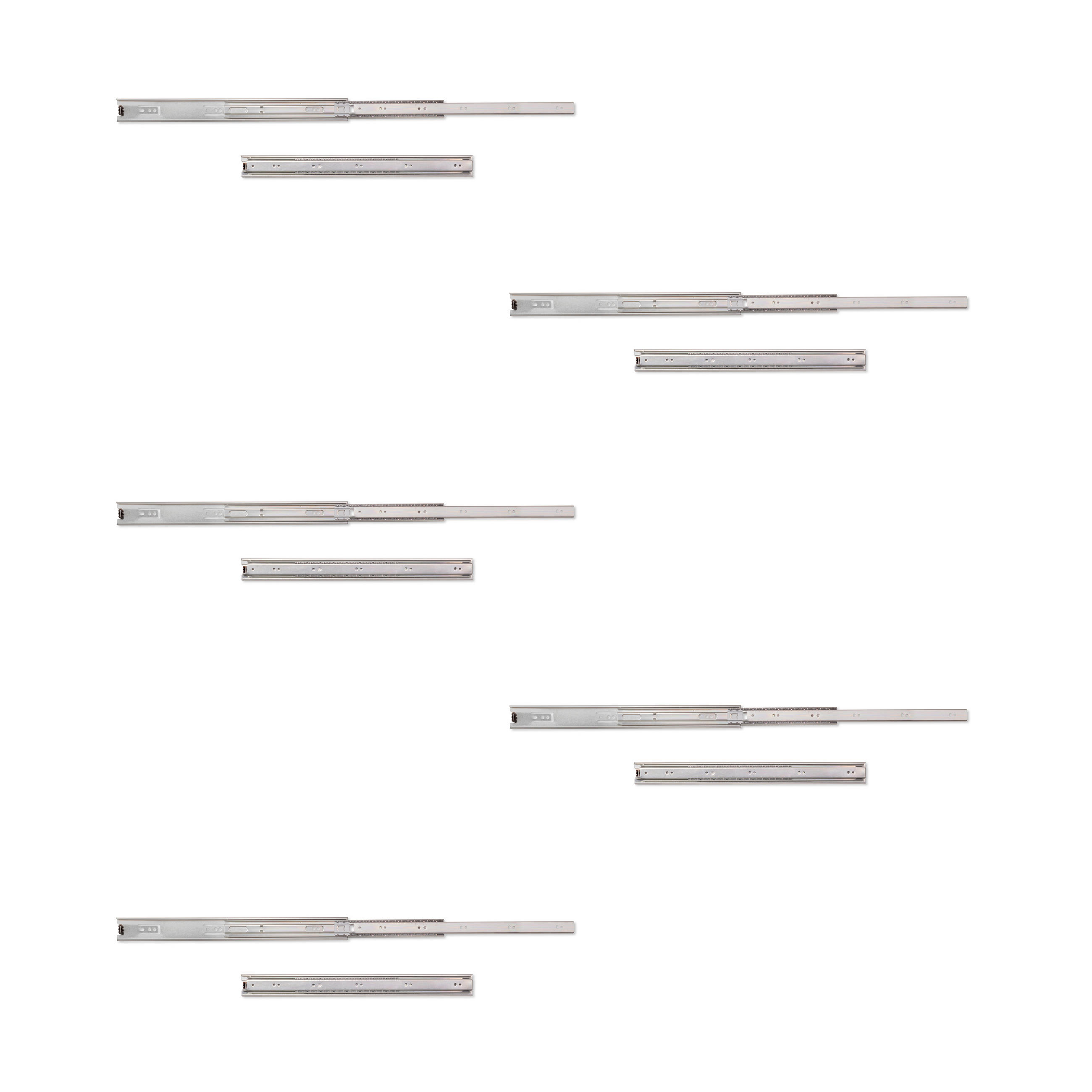 KUGELFÜHRUNGEN Höhe 45mm, Tiefe 450mm, Vollauszug, verzinkt 5er-set - Zinkfarben, Metall (1.3/5/45cm) - EMUCA