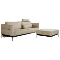 SCHLAFSOFA SALENTO Beige Velvet - Beige/Schwarz, Textil/Metall (221/82/193cm) - MKS