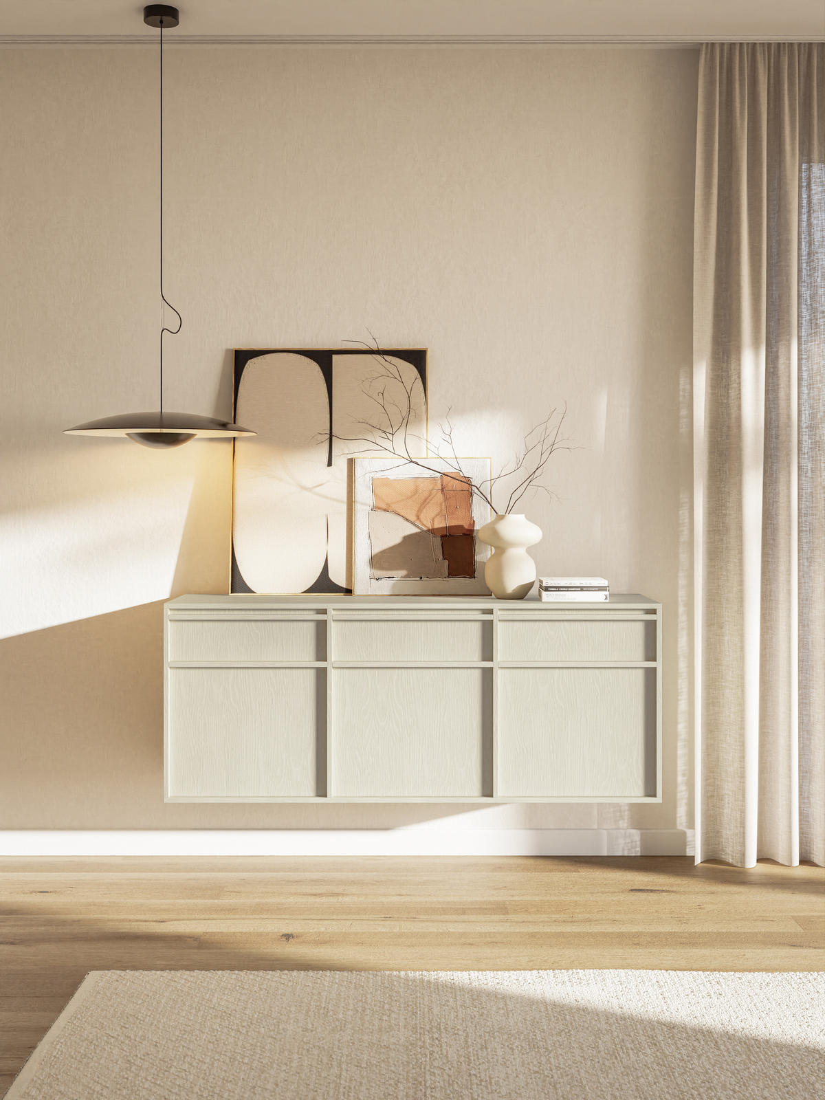 SIDEBOARD Evo Hellbeige 154 cm - Beige, Holzwerkstoff (154/61.6/39cm) - Selsey