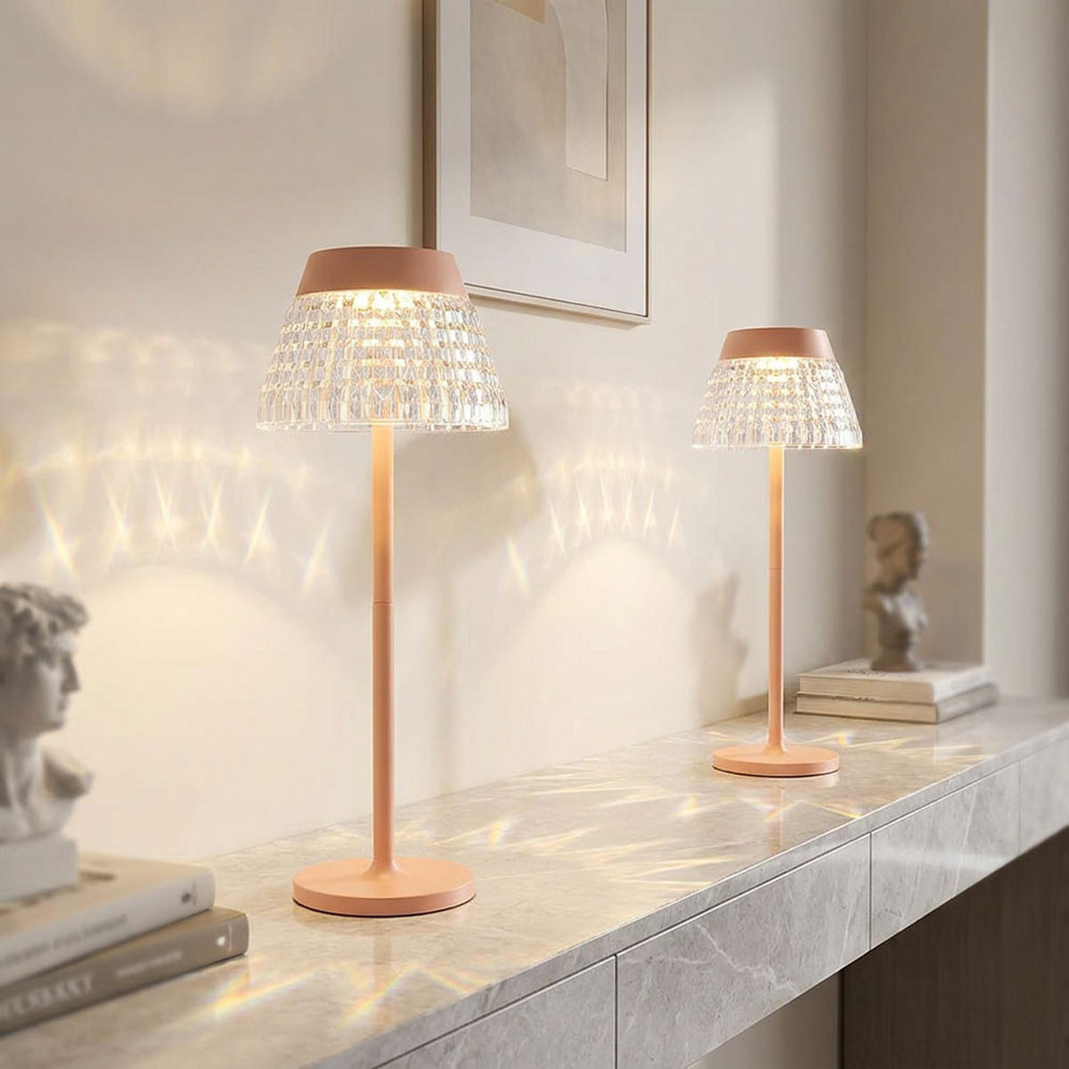 LED TISCHLEUCHTE Touchdimmer Orange klar - Orange, Metall (13.5/13.5/38cm) - Globo Lighting