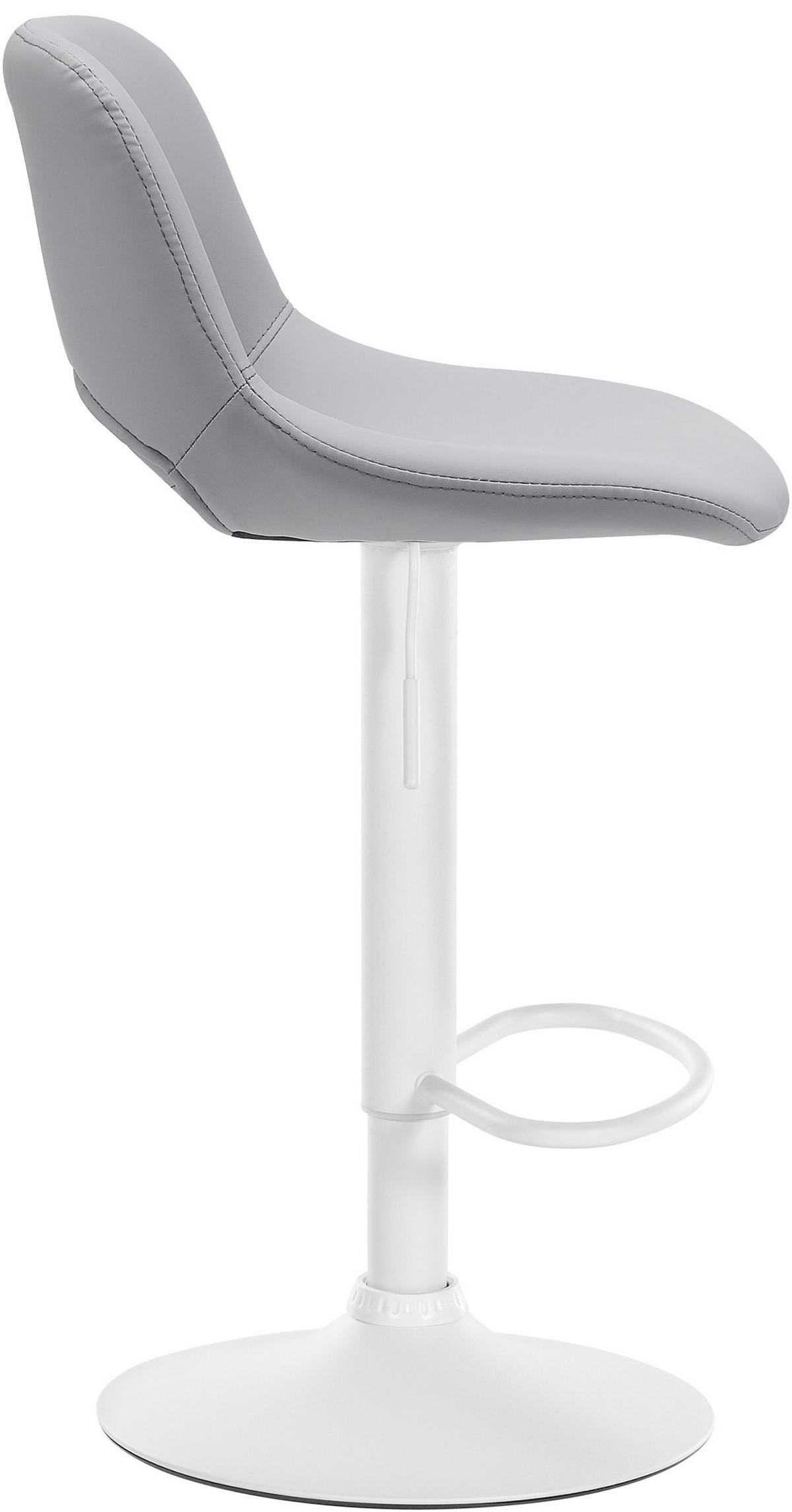 BARHOCKER JAKSON Grau Kunstleder Weiß - Grau, Leder/Metall (42/86/46cm) - DELUKE
