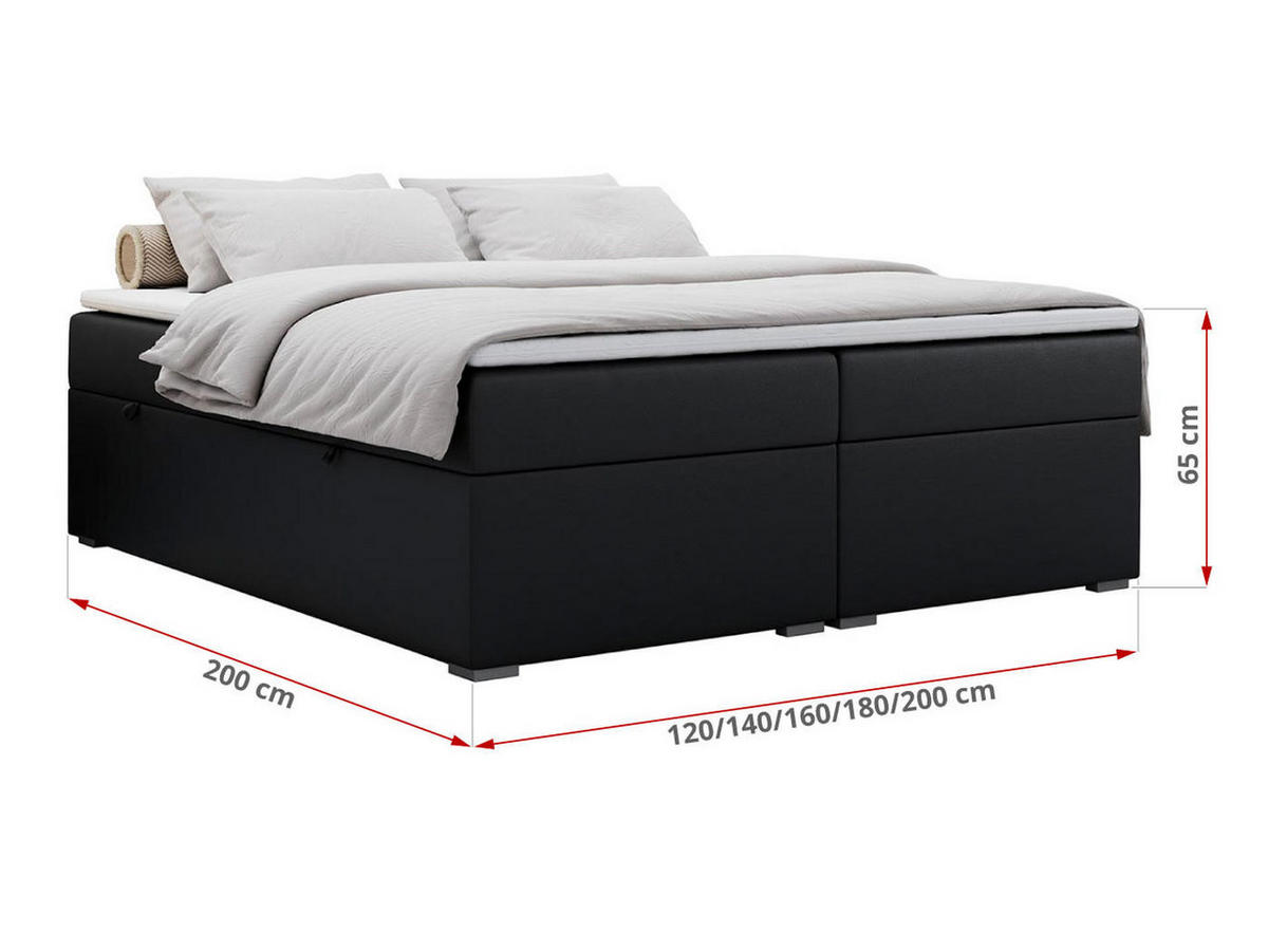 BOXBETT BESS 120/200 Schwarz Kunstleder - H4 - Schwarz, Holz/Textil (120/200cm) - MKS