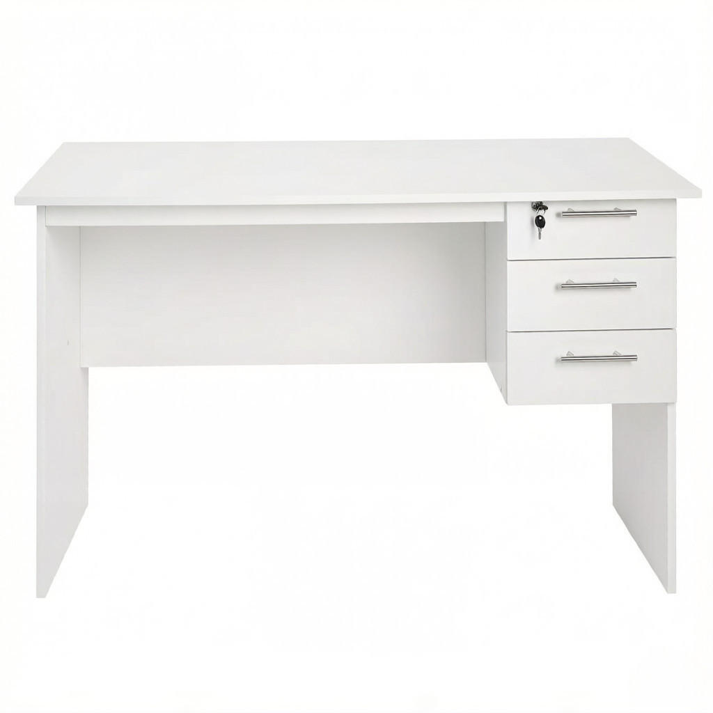 COMPUTERTISCH Weiß 120/60/75 cm mit 3 Schubladen - Weiß, Holz (60/120/75cm) - PANGIVO