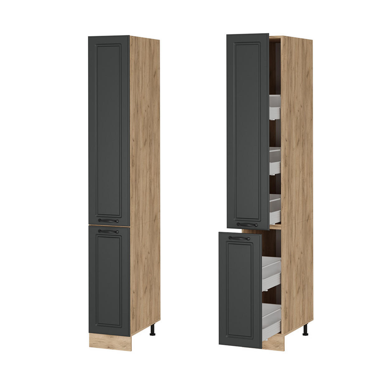 APOTHEKERSCHRANK R-Line Anthrazit Landhaus 30 cm - Honigeiche/Anthrazit, Holzwerkstoff (30/206.8/57.2cm) - Vicco