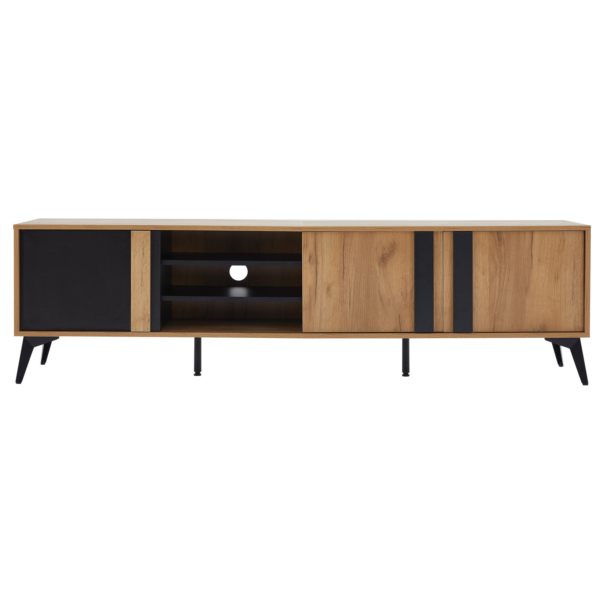 LOWBOARD Lugano Braun Schwarz 180/40/50 cm - Braun, Holzwerkstoff (180/50/40cm) - PANGIVO