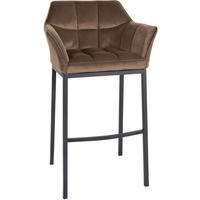 BARHOCKER Damaskus Samt mit 4-Fuß Gestell braun - Schwarz/Braun, Textil/Metall (64/110/48cm) - TPFLiving