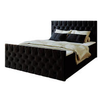 KONTINENTALBETT Mars Mit Bettkasten Stoff Riviera Schwarz 180x200 cm - Schwarz, Holz (180/200cm) - Kaiser Möbel