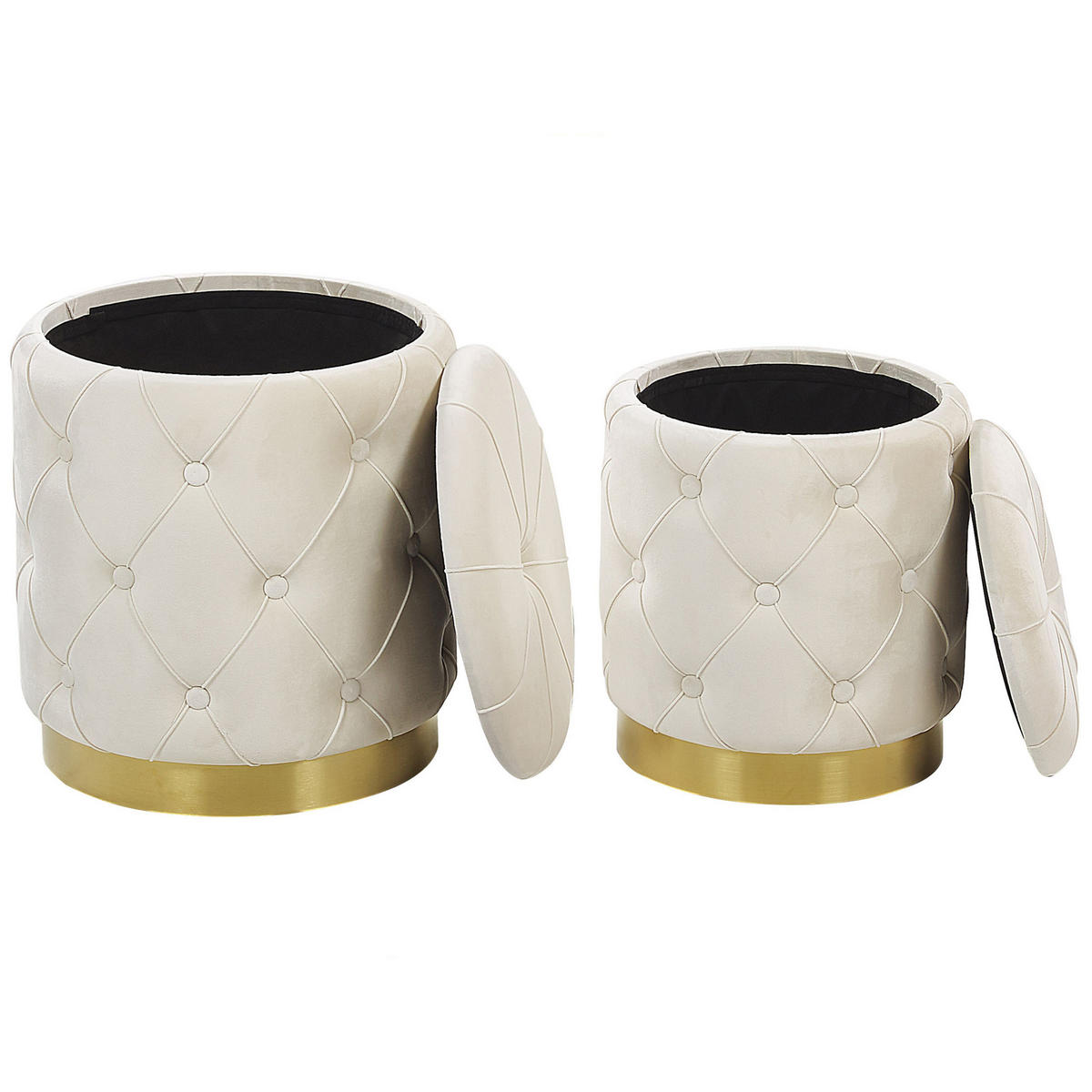 POUF Pueblo 40-33/40-33/44-36 cm - Weiß, Textil (33/36/33cm) - Beliani
