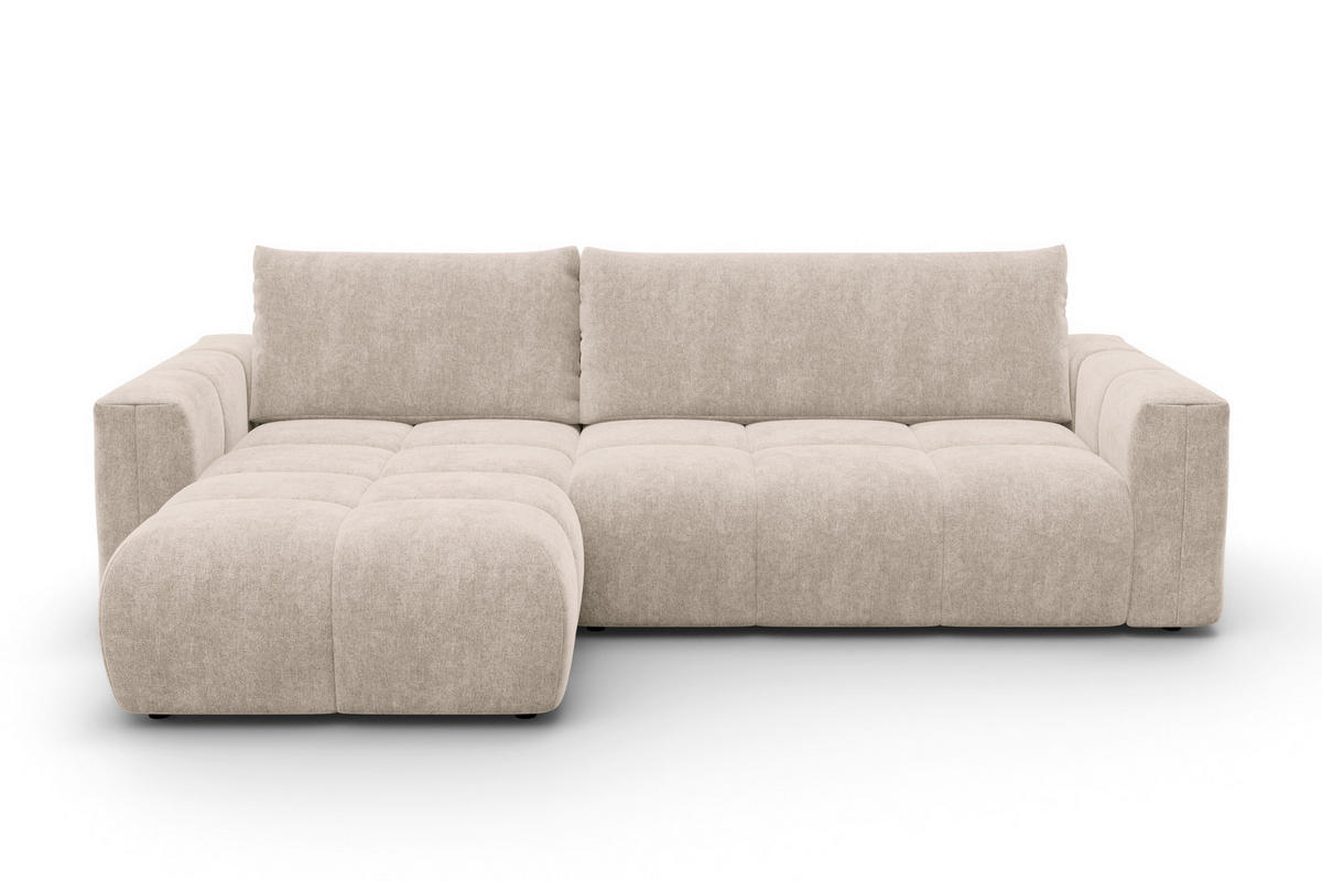 ECKSOFA VERONA 4-Sitzer links, Beige - Beige/Schwarz, Holz/Textil (266/173cm) - Courtois Laville