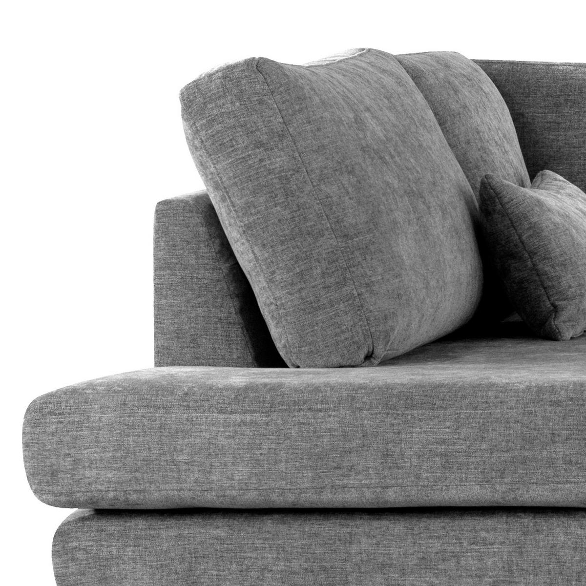 ECKSOFA mit Ottomane - Eichefarben/Dunkelgrau, Eichenholz/Textil (287/219cm) - home24