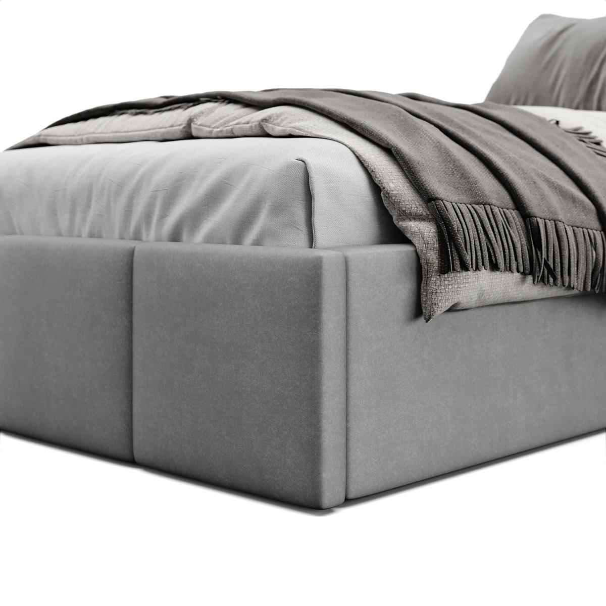 POLSTERBETT für Schlafzimmer Bett mit Stauraum Grau 90x200cm - Grau, Holzwerkstoff/Textil (90/200cm) - Muralo