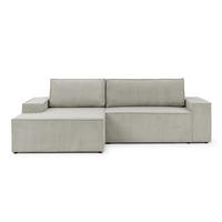 ECKSOFA Rivio mit Schlaffunktion und Bettkasten, Cordstoff Taupe - Taupe/Schwarz, Holz/Kunststoff (149/262cm) - S-Style