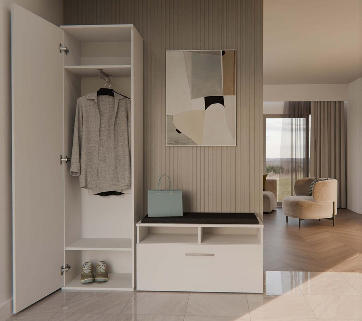 GARDEROBENSCHRANK Weiß 50/180/35 - Weiß, Holzwerkstoff (50/180/35cm) - RAUMHIRSCH FURNITURE