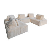 MODULSOFA WIOLO SOFT 5 MODULE 5 KISSEN Cremeweiß Cord - Creme/Schwarz, Kunststoff/Textil (333/84/222cm) - KAWOLA