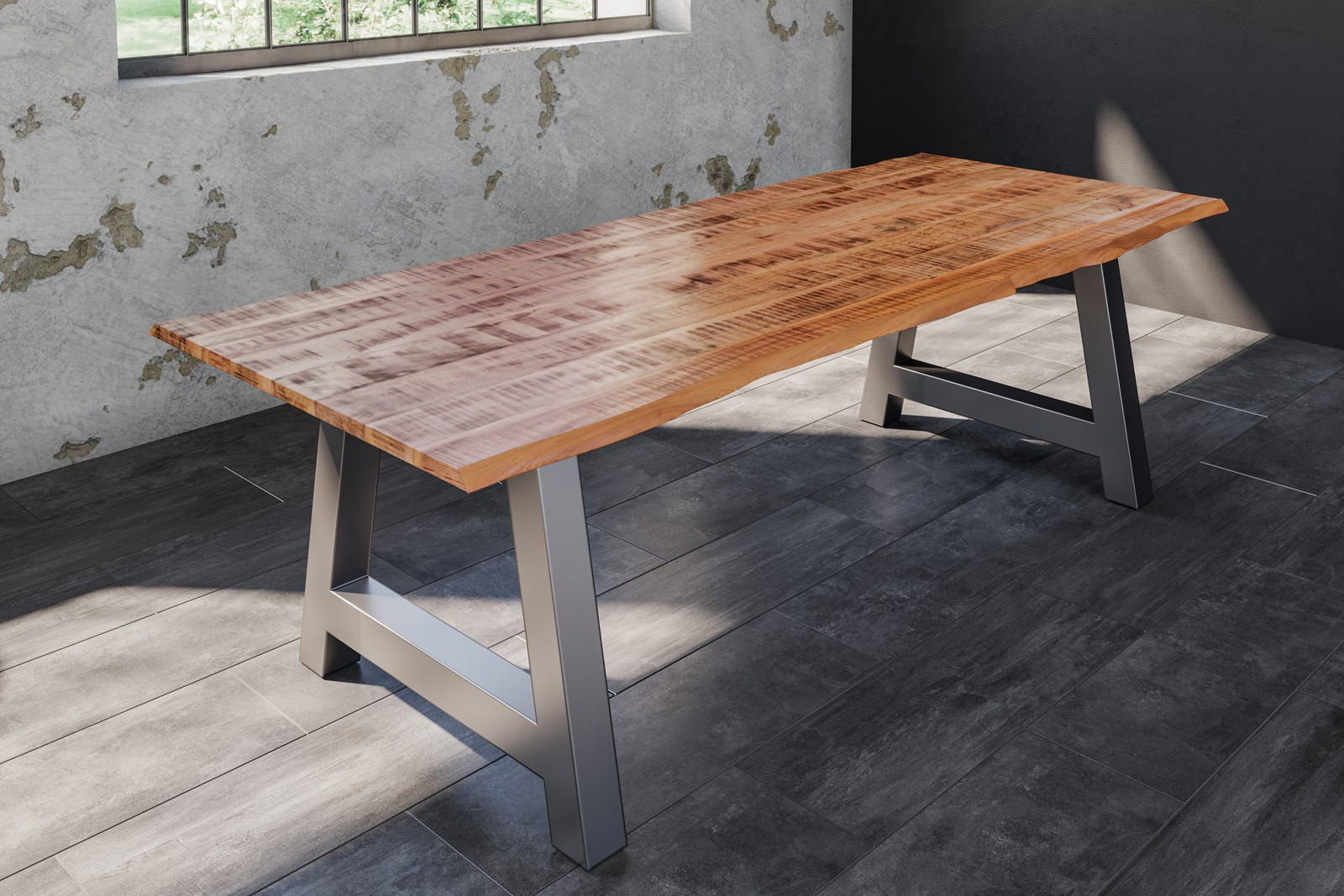 ESSTISCH DORA A - Beige/Silberfarben, Holz/Metall (100/260/77cm) - SAM