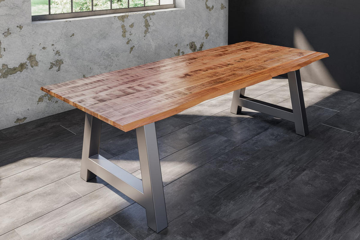 ESSTISCH DORA A - Beige/Silberfarben, Holz/Metall (100/260/77cm) - SAM