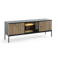 TV-LOWBOARD RTV-SCHRANK Weiß SANTI Mit Lamellen Und LED-Beleuchtung - Multicolor, Holzwerkstoff (154/56/39cm) - Sepro Meble