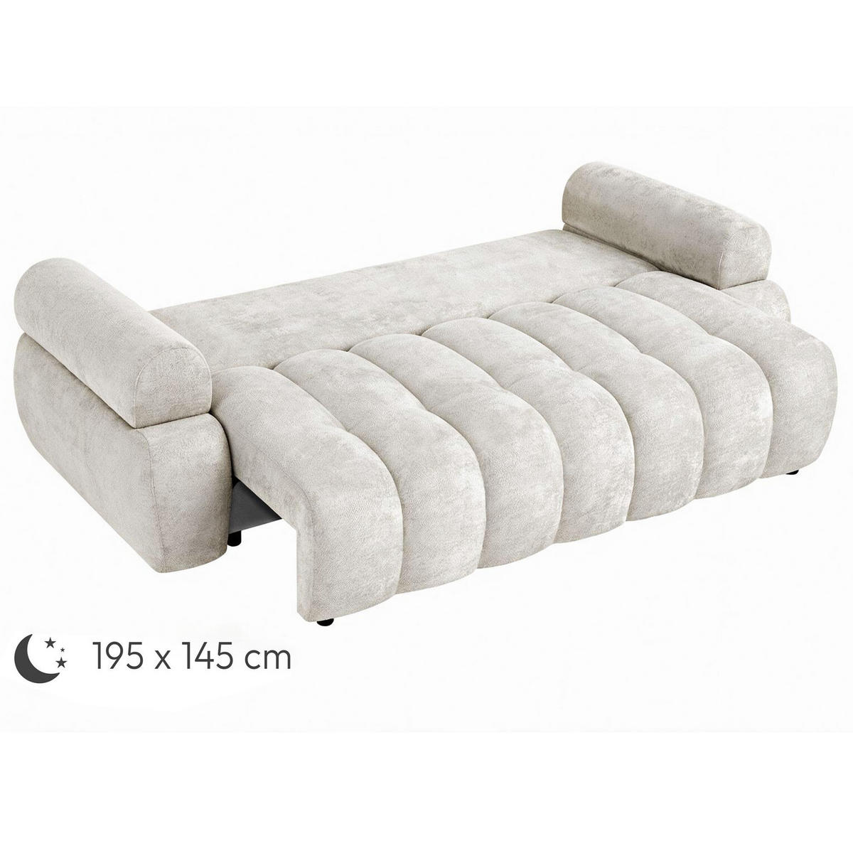 ROZKLÁDACÍ POHOVKA Mavi, 3místná s funkcí spaní, ložná plocha 195x145 cm, krémová - krémová, textil (255/100/110cm) - Beautysofa