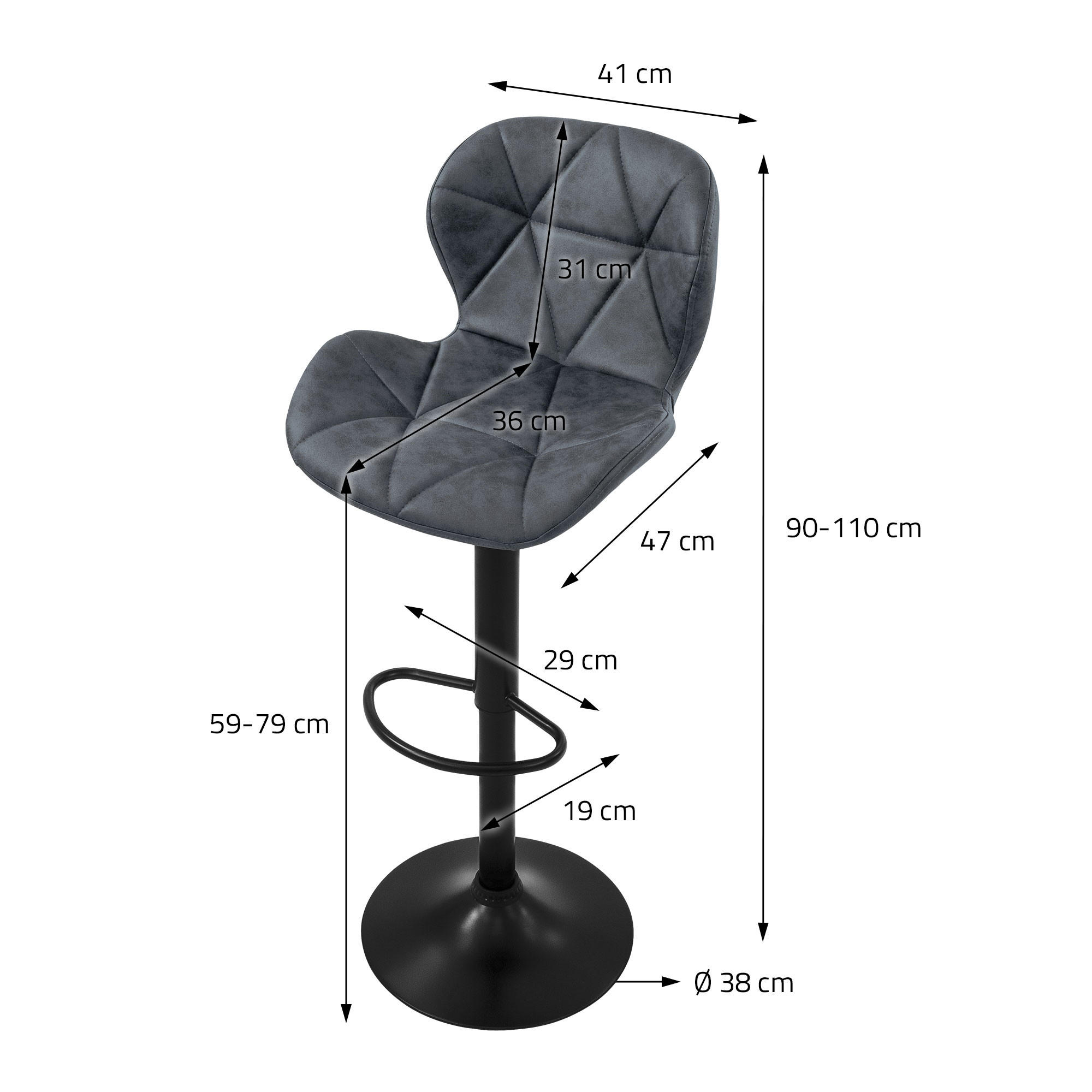 Thumbnail - Ml-Design Barhocker, Anthrazit, Metall, 47x110x41 cm, Esszimmer, Barmöbel, Barhocker