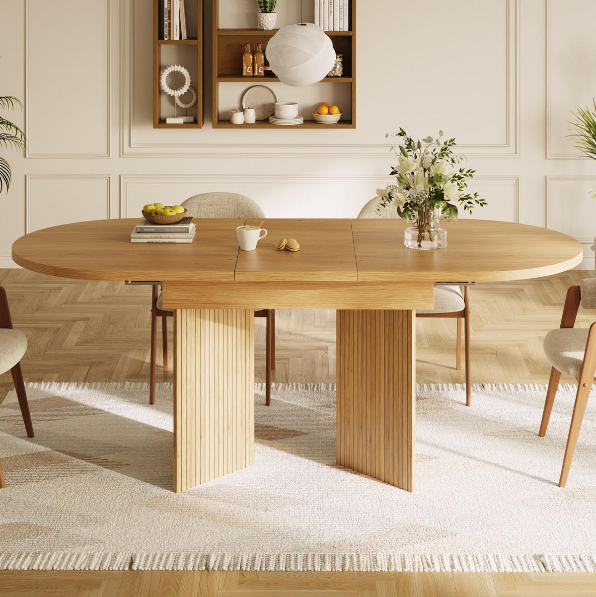 ESSTISCH 120/80/75 cm natur aus MDF ausziehbar - Hellbraun, Holzwerkstoff (120/80/75cm) - OKWISH