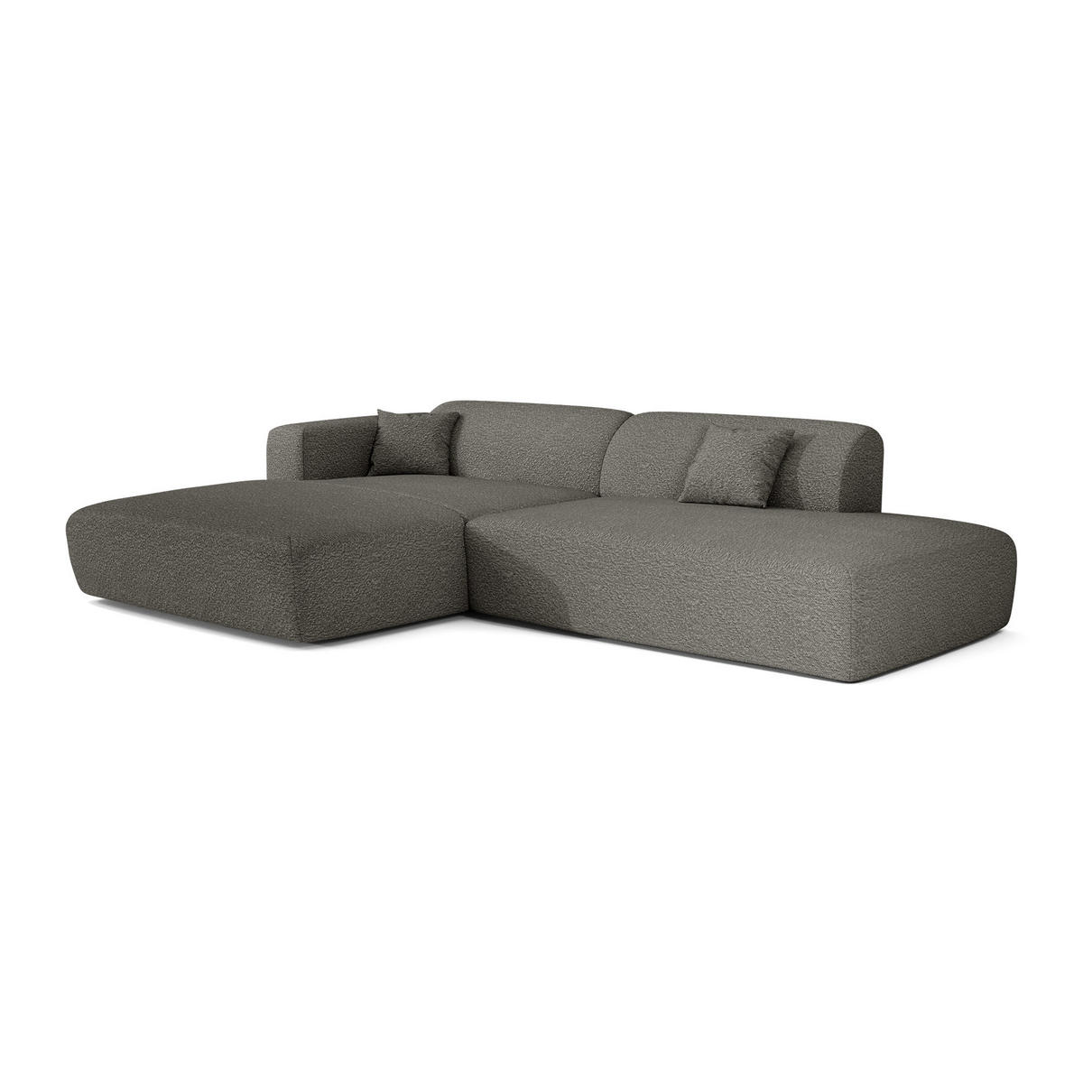 ECKSOFA LINKS Bouclé-Stoff Graphitgrau 310cm - Graphitfarben/Grau, Textil (310/96cm) - Sia Home