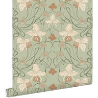 TAPETE Blumenmuster im Jugendstil 53 cm x 10.05 m - Grün, Papier (53/1000cm) - ESTAhome