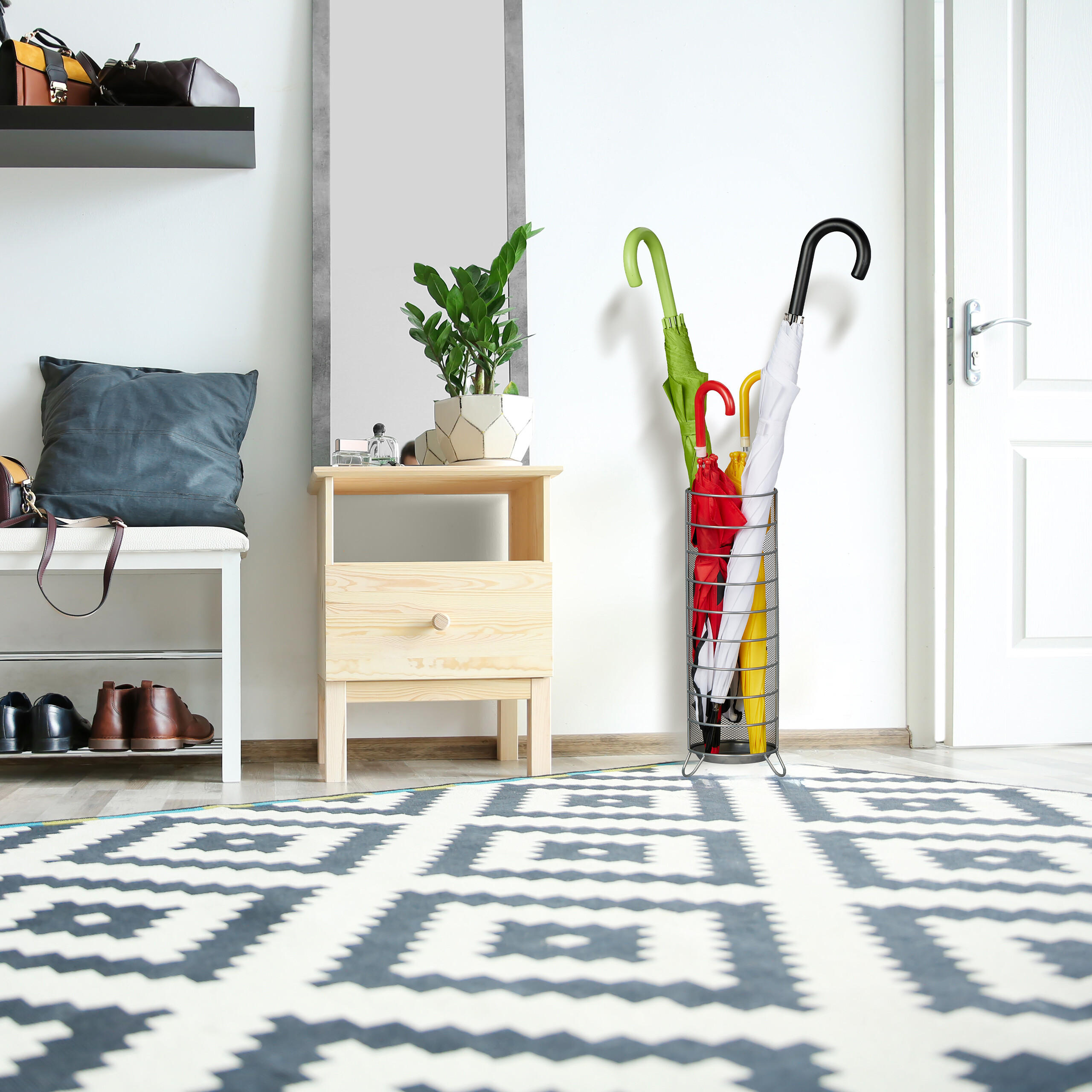 REGENSCHIRMSTÄNDER - Silberfarben, Metall (16/44/16cm) - Relaxdays