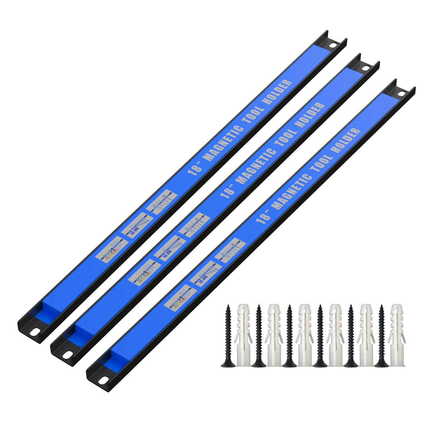 MAGNETLEISTEN-SET für Werkzeug (3-tlg.) - Schwarz, Metall (2.3/1.3/45.5cm)