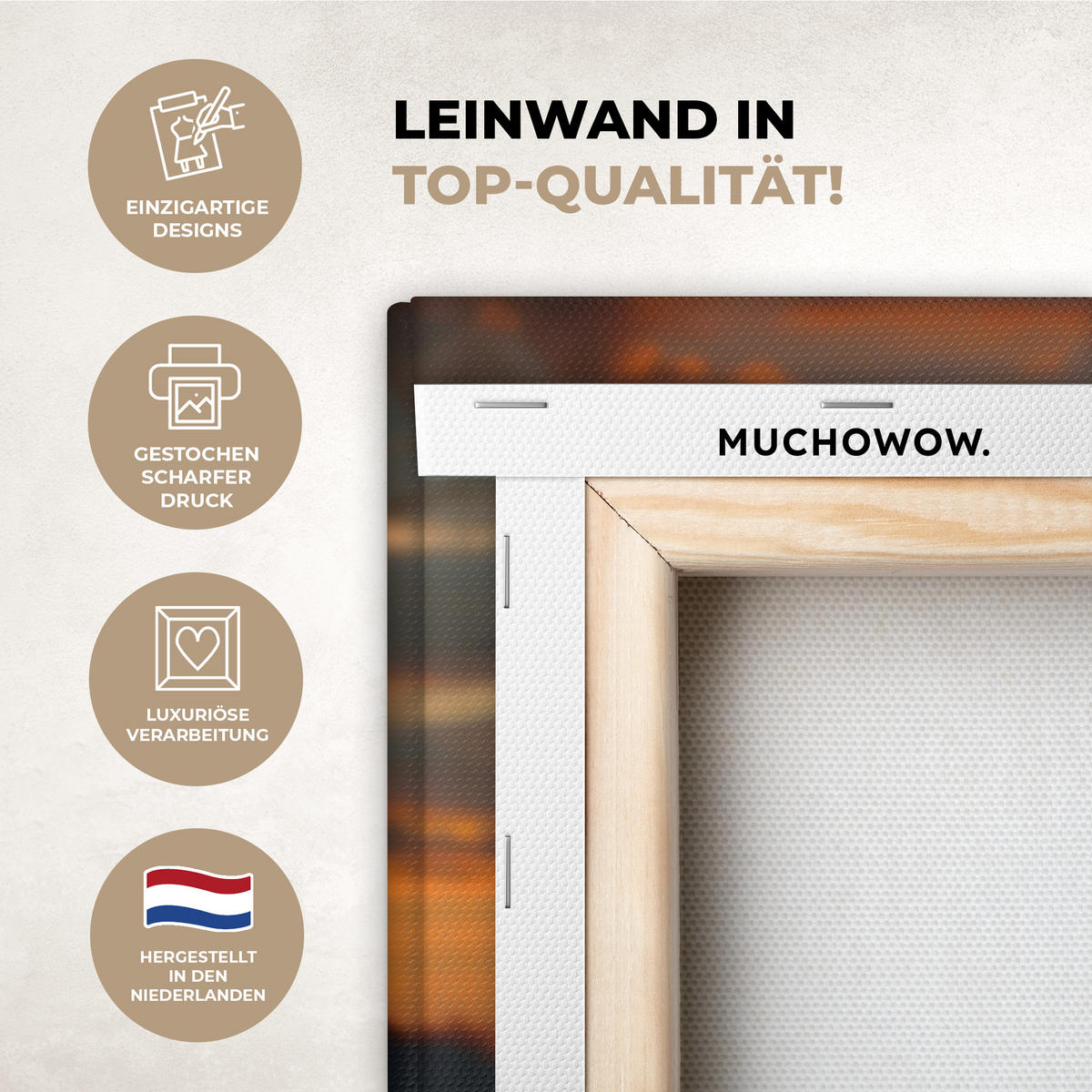 LEINWANDBILD Natur - Leopard - Tier - Sonnenuntergang - Modern Deko Wohnzimmer 20x20 cm - Orange, Textil (20/20cm) - MuchoWow