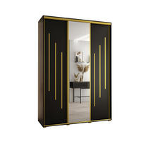 SCHWEBETÜRENSCHRANK 235,2/180/60 3-türig - Goldfarben/Schwarz, Holz/Metall (180/235/60cm) - Abiks Möbel