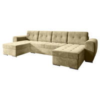 WOHNLANDSCHAFT Bari U - Beige/Silberfarben, Holz/Textil (326/86/157cm) - MIRJAN24