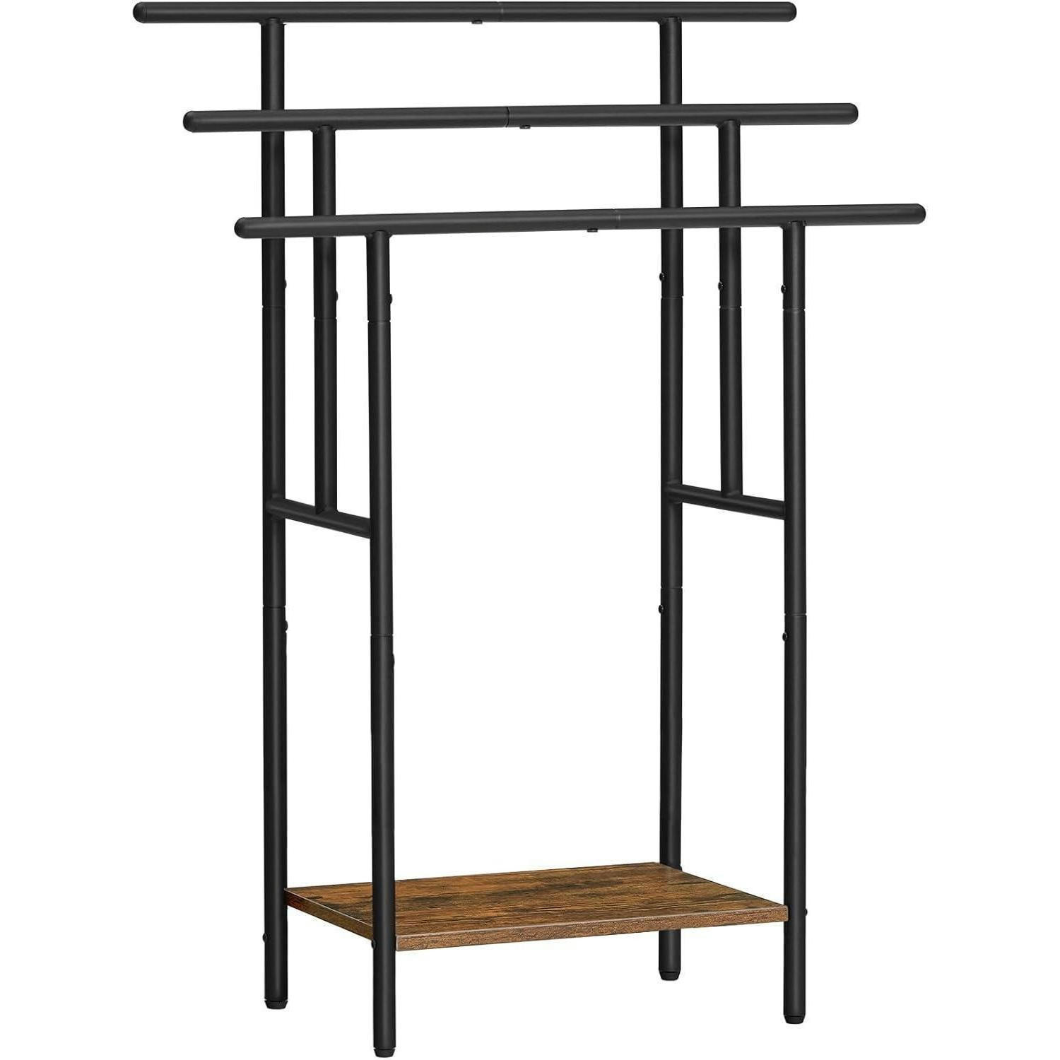 HANDTUCHSTÄNDER mit Ablage Dunkelbraun/Schwarz - Multicolor, Metall (30/100/68cm)
